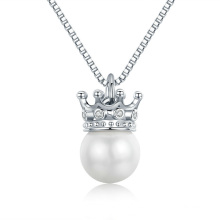 Jewelry of 925 Sterling Silver Elegant Queen Crown Clear CZ Pendant Necklaces